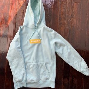 Supreme ice blue yellow box logo sweatshirt large